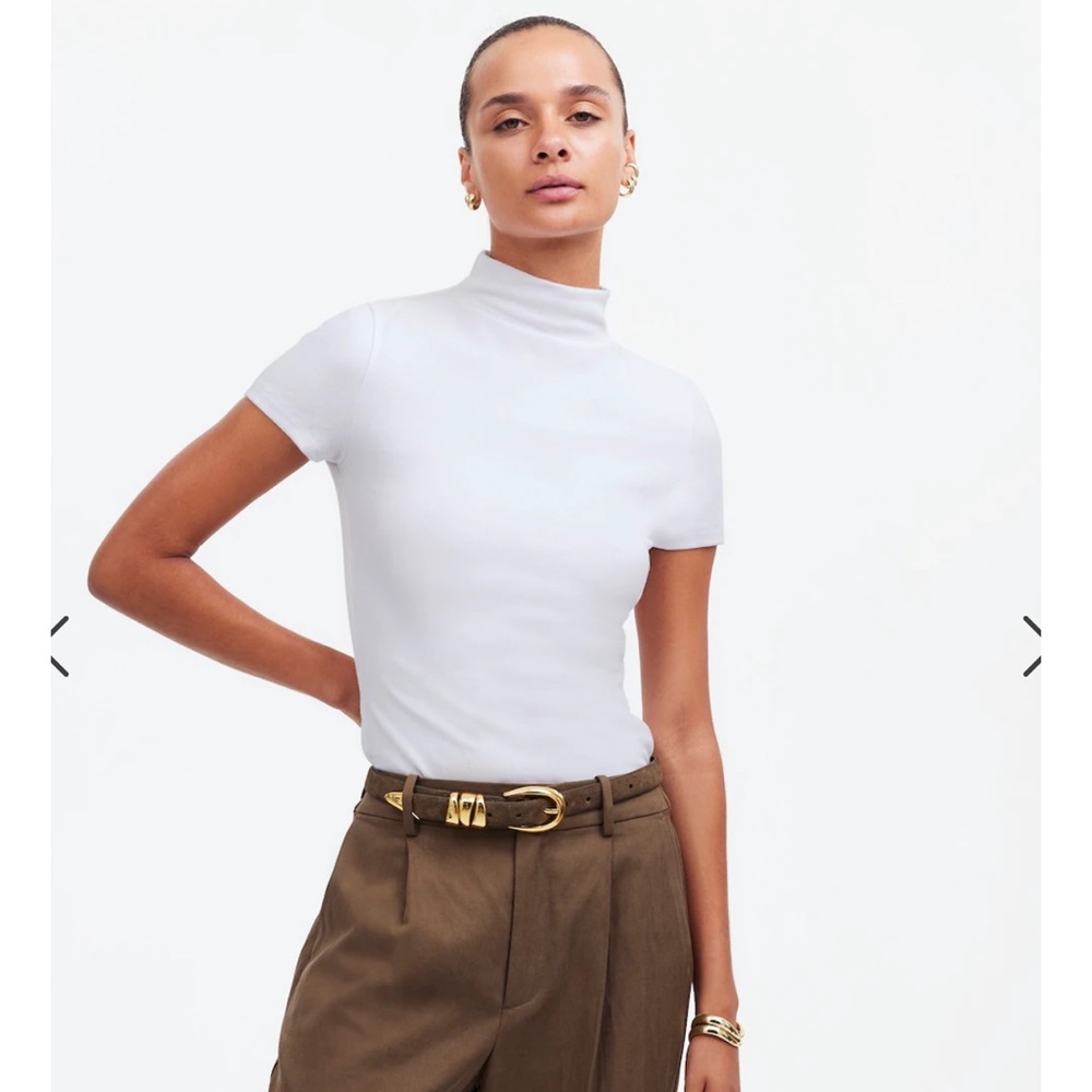 NWT Madewell Short-Sleeve Mockneck Tee white small